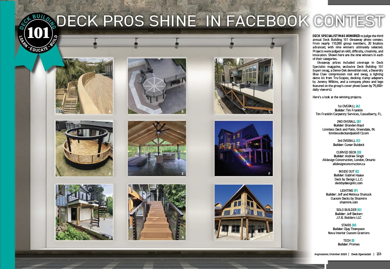 Deck Building 101 Contest Winners 2025 Announced